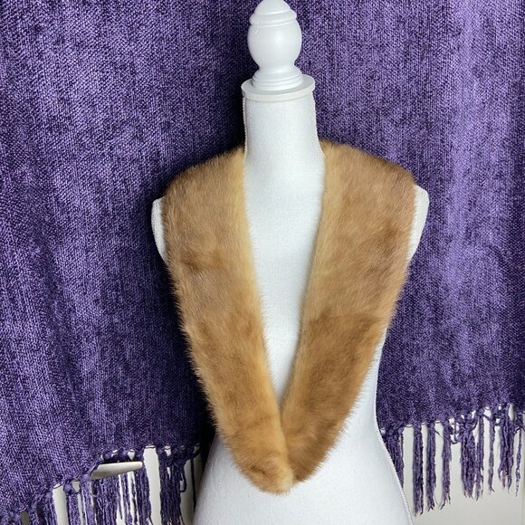 Vtg Beige Real Mink Fur Collar for Coat or Sweater/ Dress